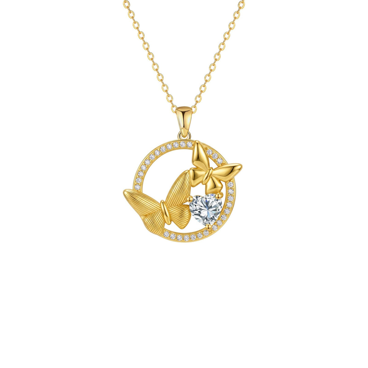 Classy Double Butterfly Circle Necklace