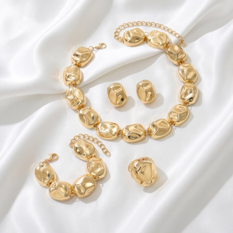 Classy Irregular Geometric Necklace, Bracelet & Earring Set