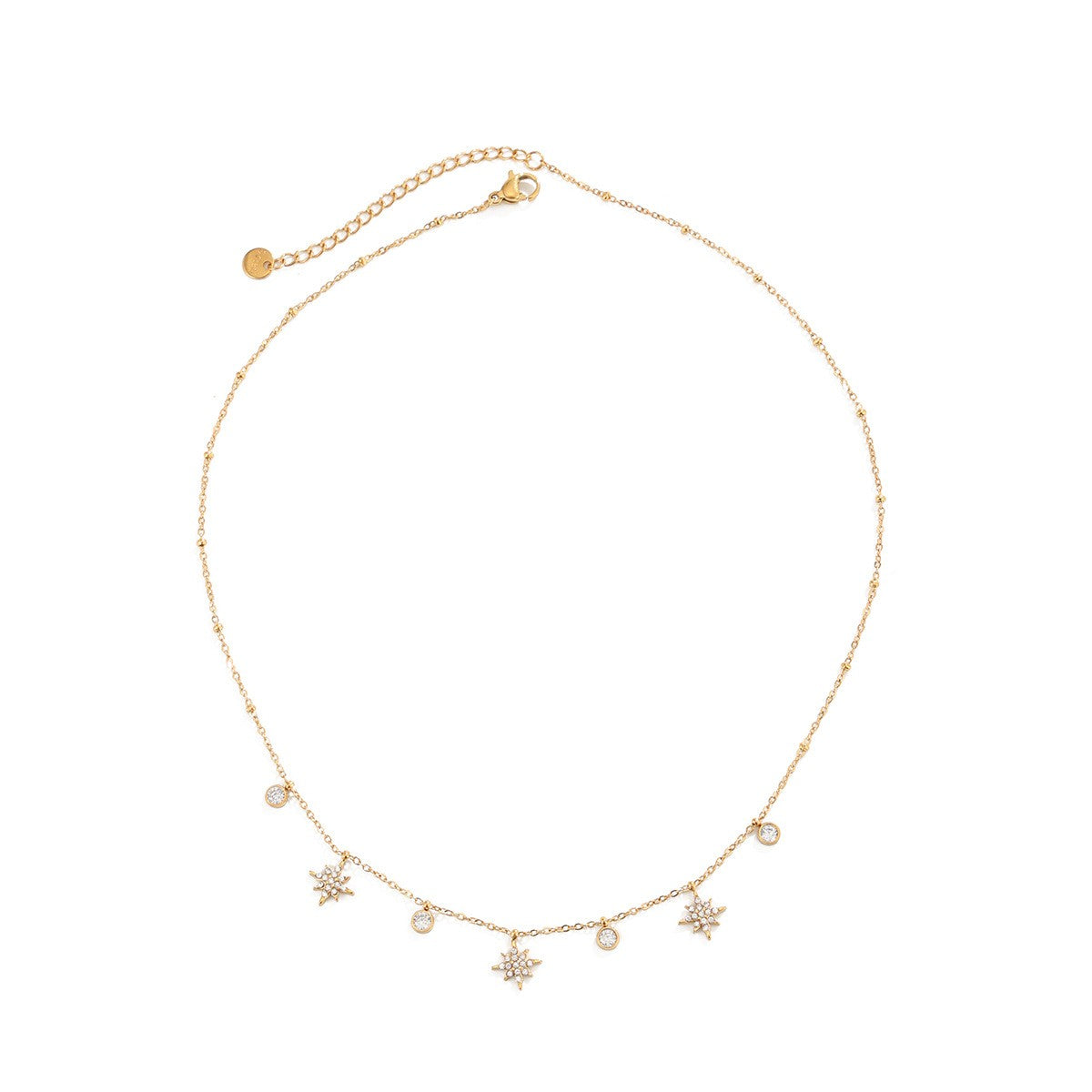 Dainty Rhinestone Cherry & Star Necklace