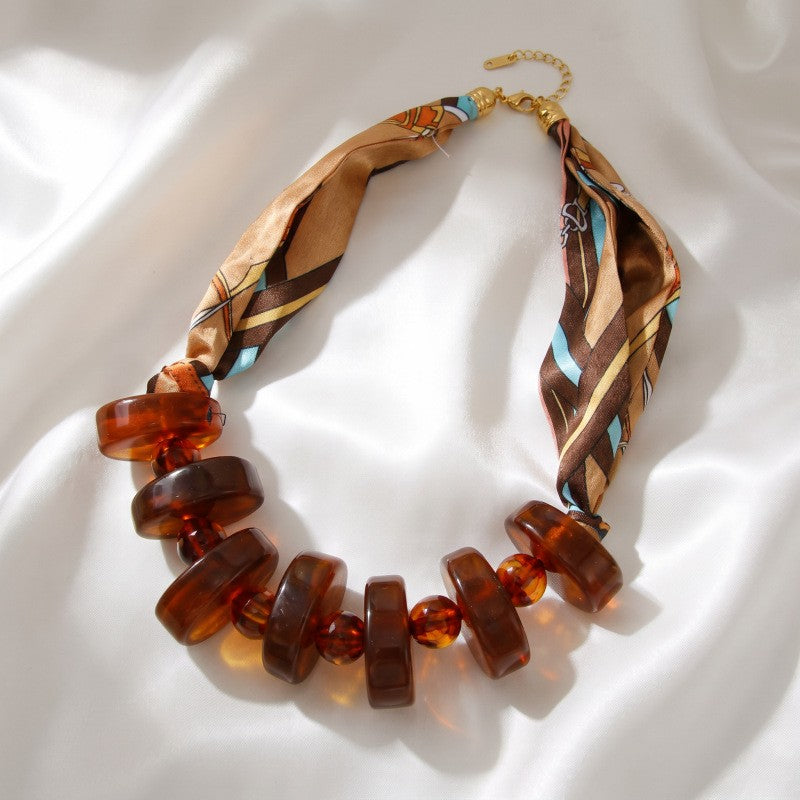 Boho Leopard Print Resin Bead Necklace