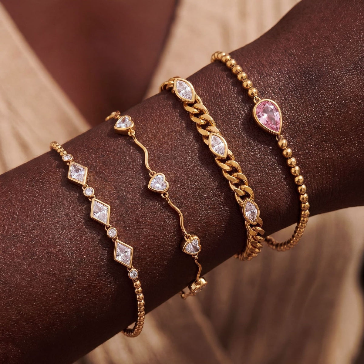 4pc Classy Mixed Geometric Bracelet Set