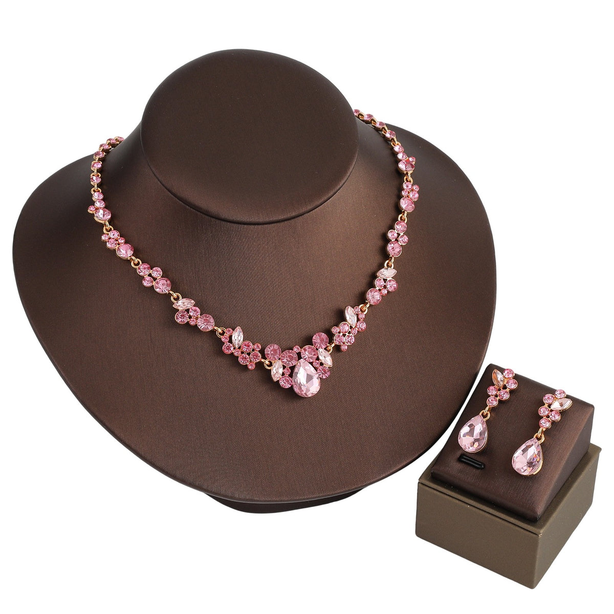 Elegant Emerald Floral Teardrop Necklace & Earring Set