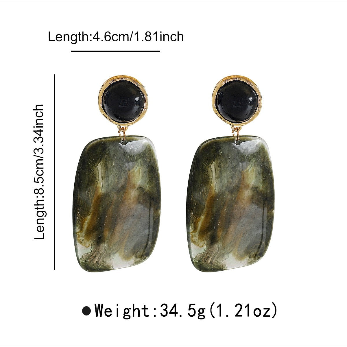 Classy Vintage Moss Agate Resin Drop Earrings