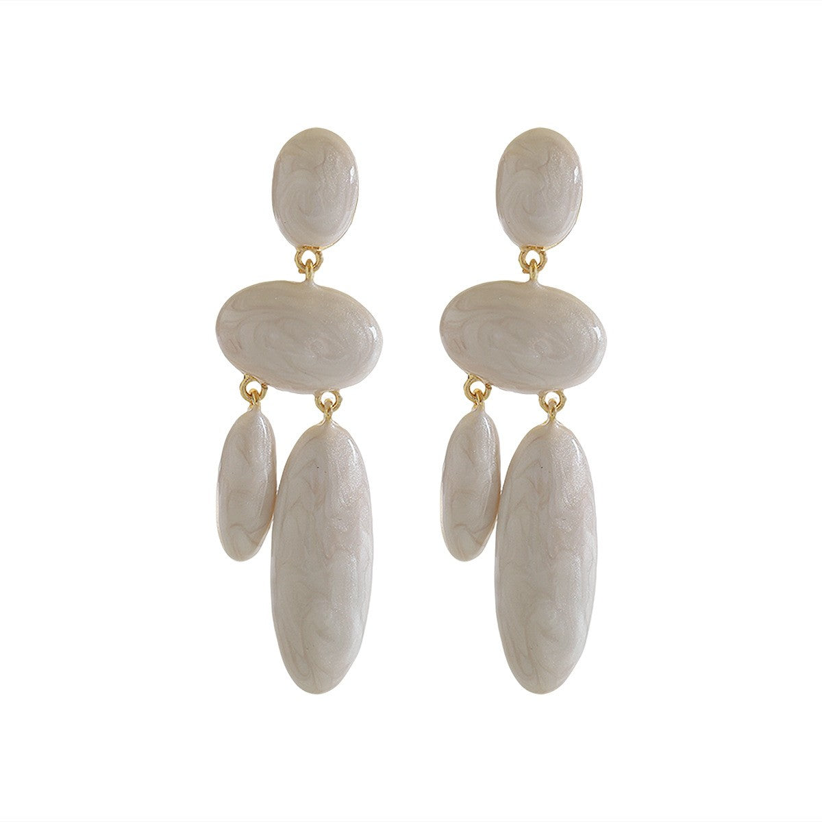Vintage White Marble Geometric Dangle Earrings