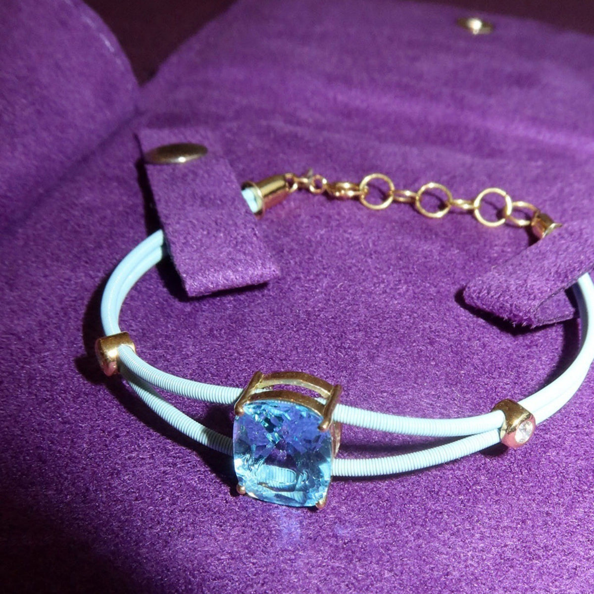 Dainty Double Cord Teardrop Gemstone Bracelet