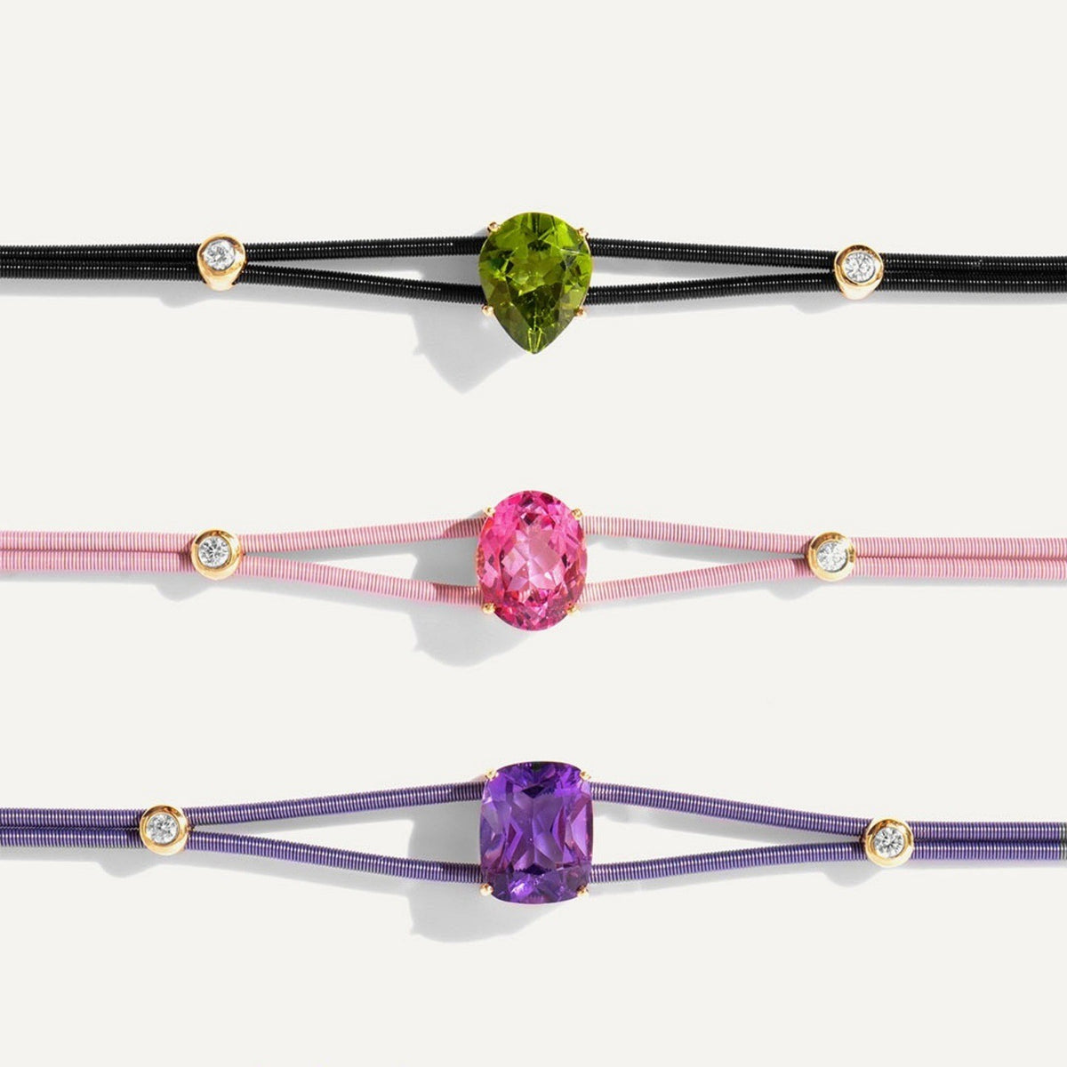 Dainty Double Cord Teardrop Gemstone Bracelet