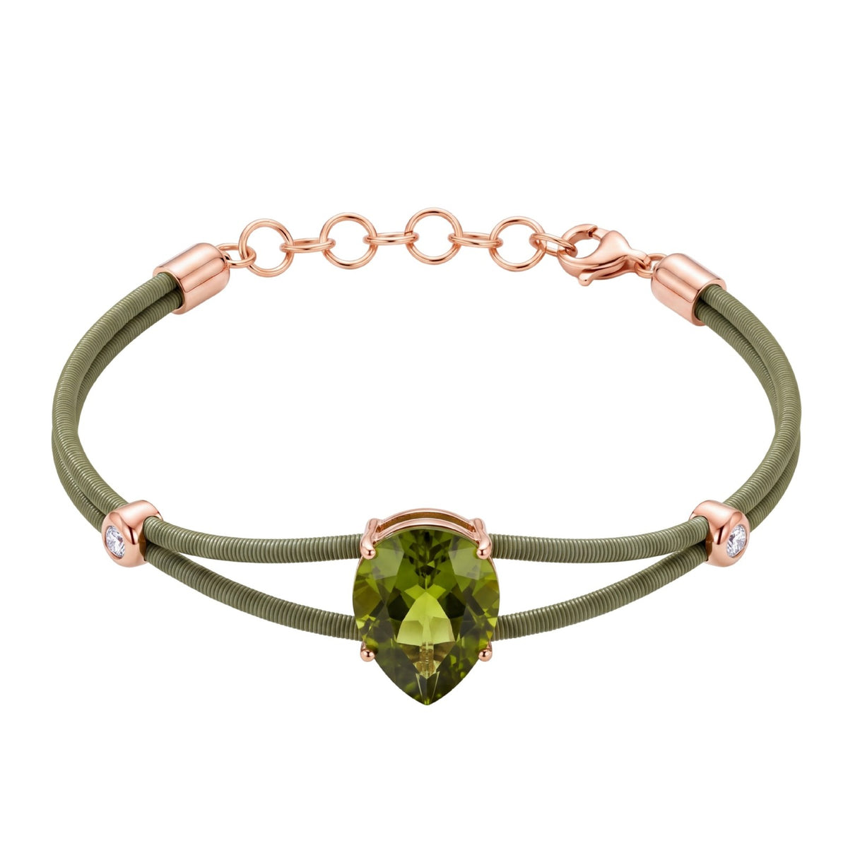 Dainty Double Cord Teardrop Gemstone Bracelet