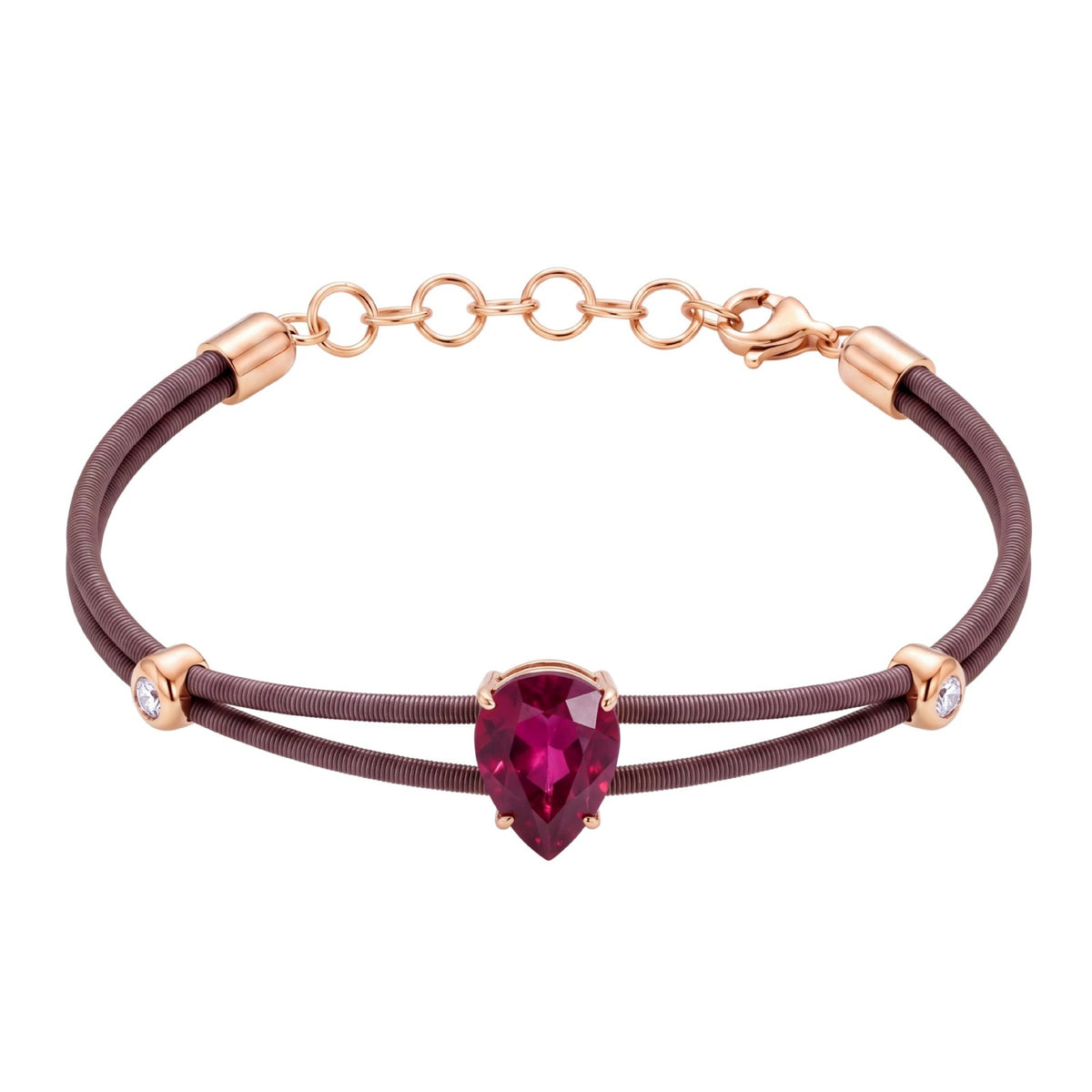 Dainty Double Cord Teardrop Gemstone Bracelet