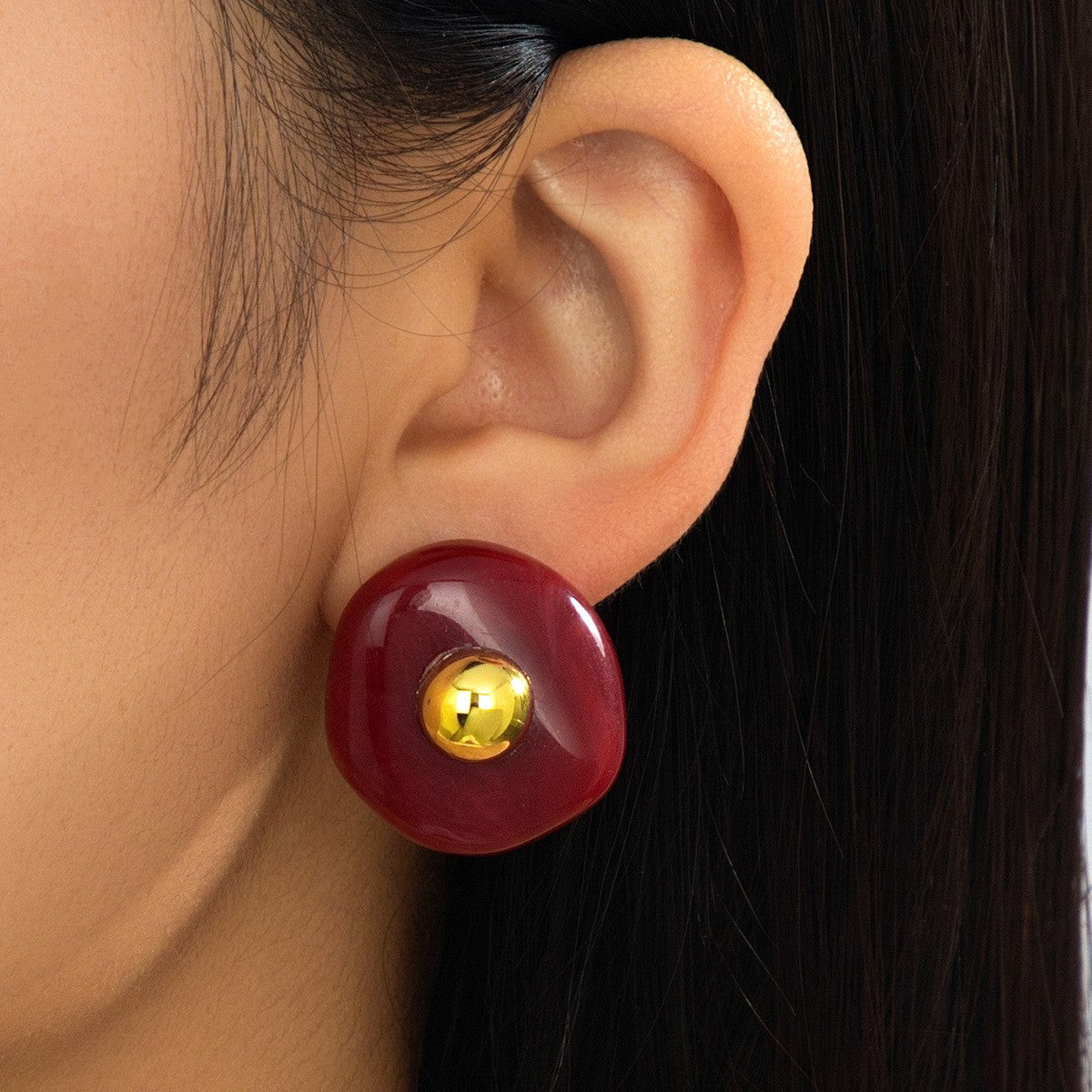 Classy French Vintage Amber Resin Stud Earrings