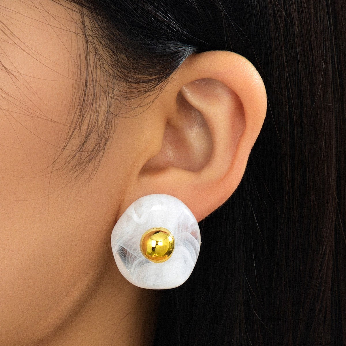 Classy French Vintage Amber Resin Stud Earrings