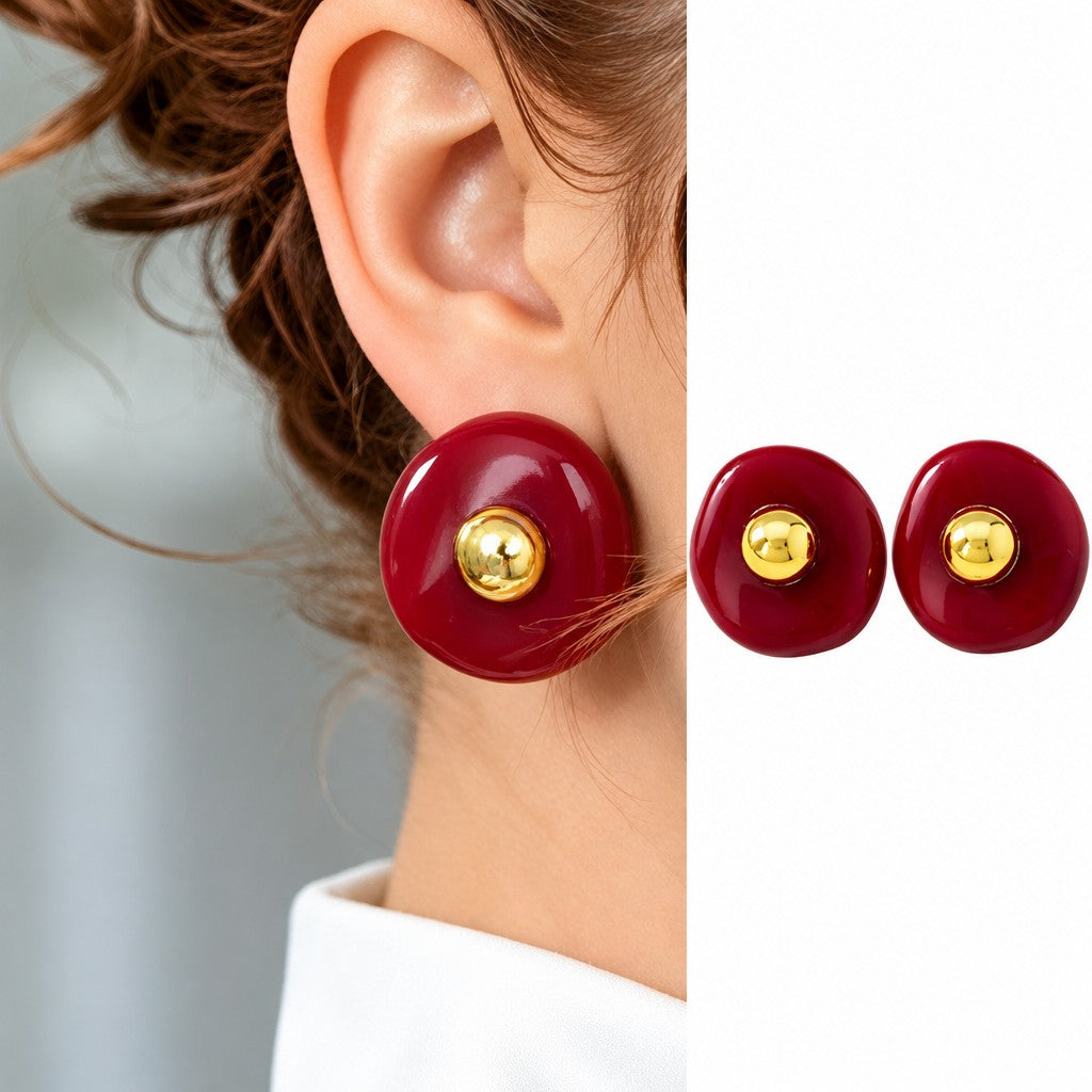 Classy French Vintage Amber Resin Stud Earrings