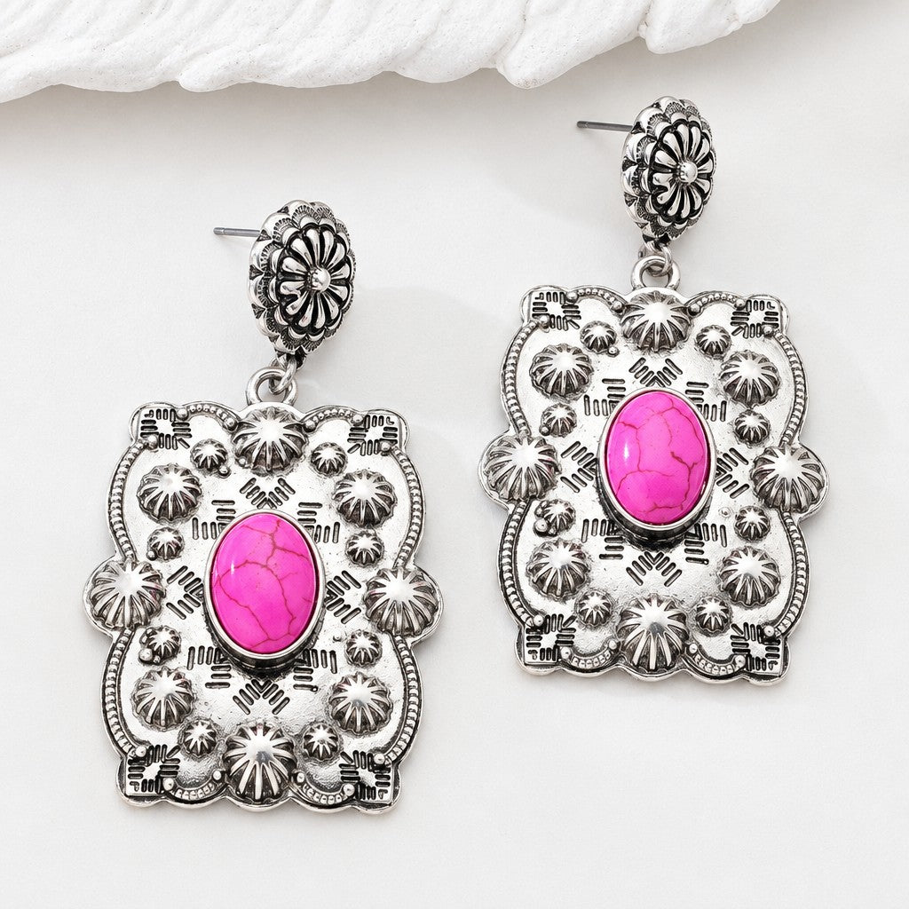 Boho Pink Beaded Cowboy Boot Earrings