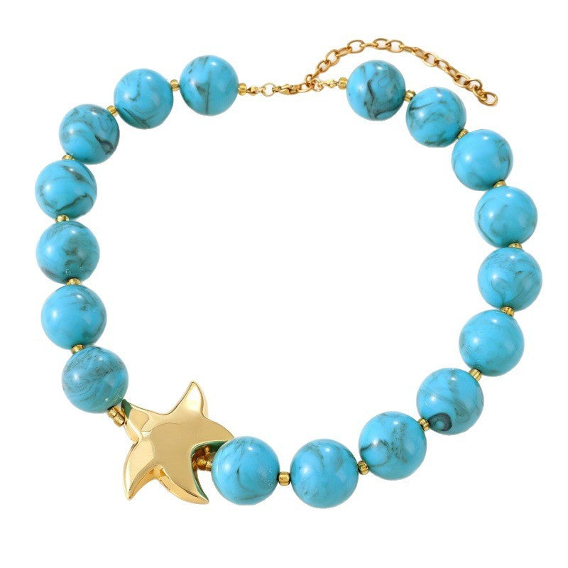 Boho Faux Turquoise Star Pendant Necklace