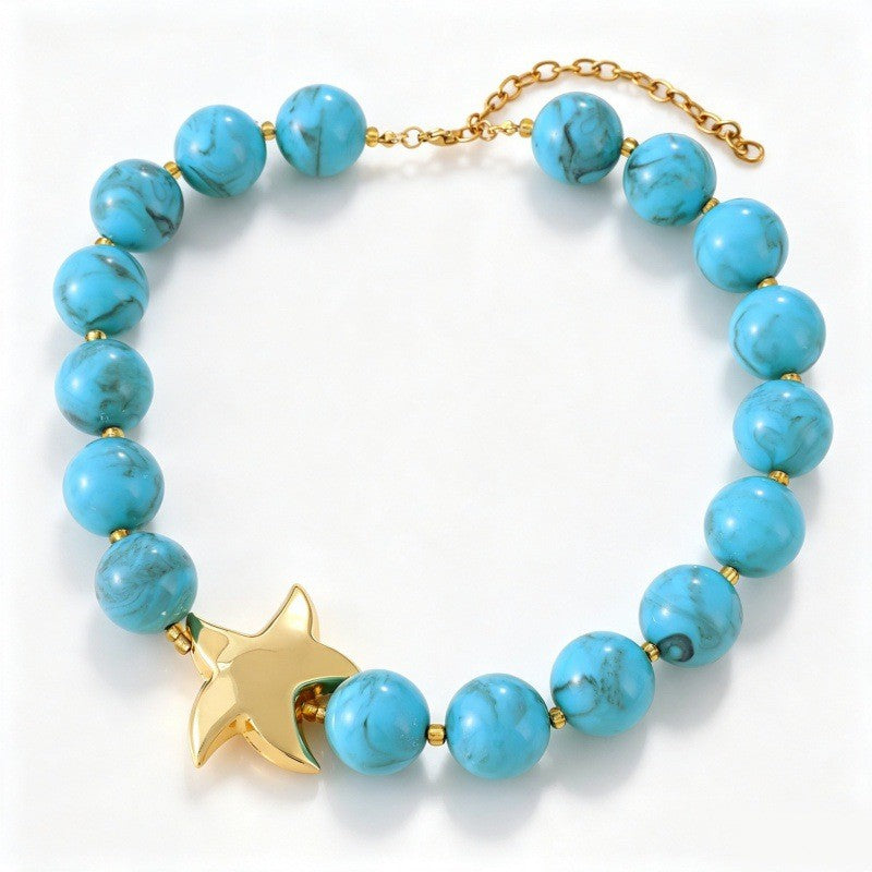 Boho Faux Turquoise Star Pendant Necklace