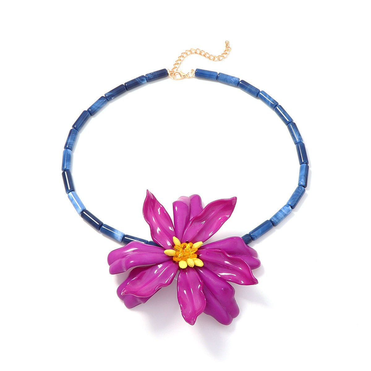 Boho Colorful Resin Flower Statement Necklace