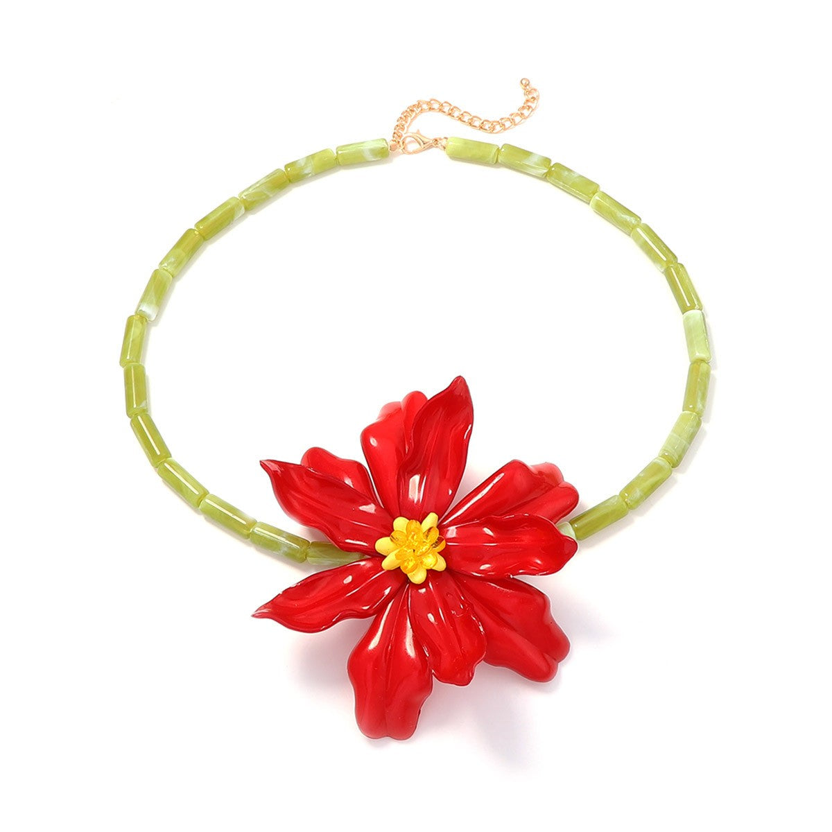 Boho Colorful Resin Flower Statement Necklace