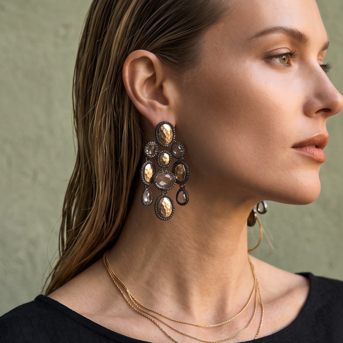 Vintage Inspired Geometric Glass Stone Earrings