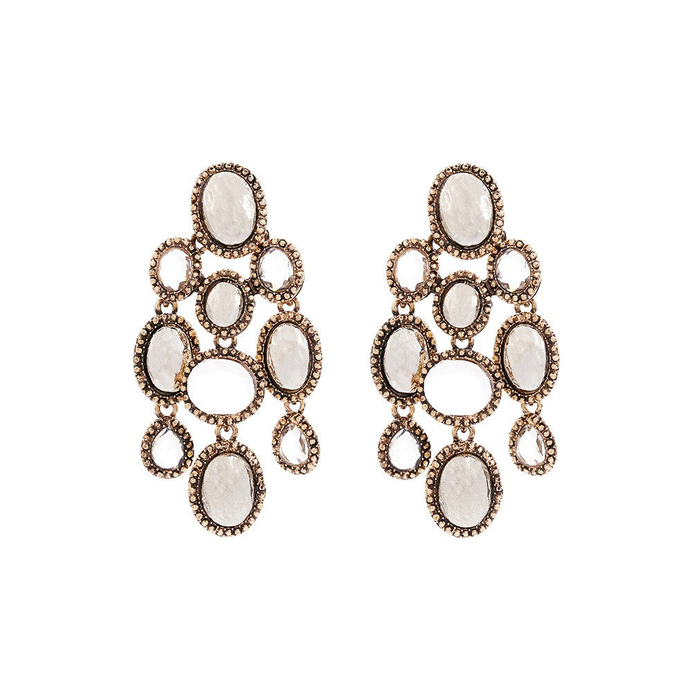 Vintage Inspired Geometric Glass Stone Earrings