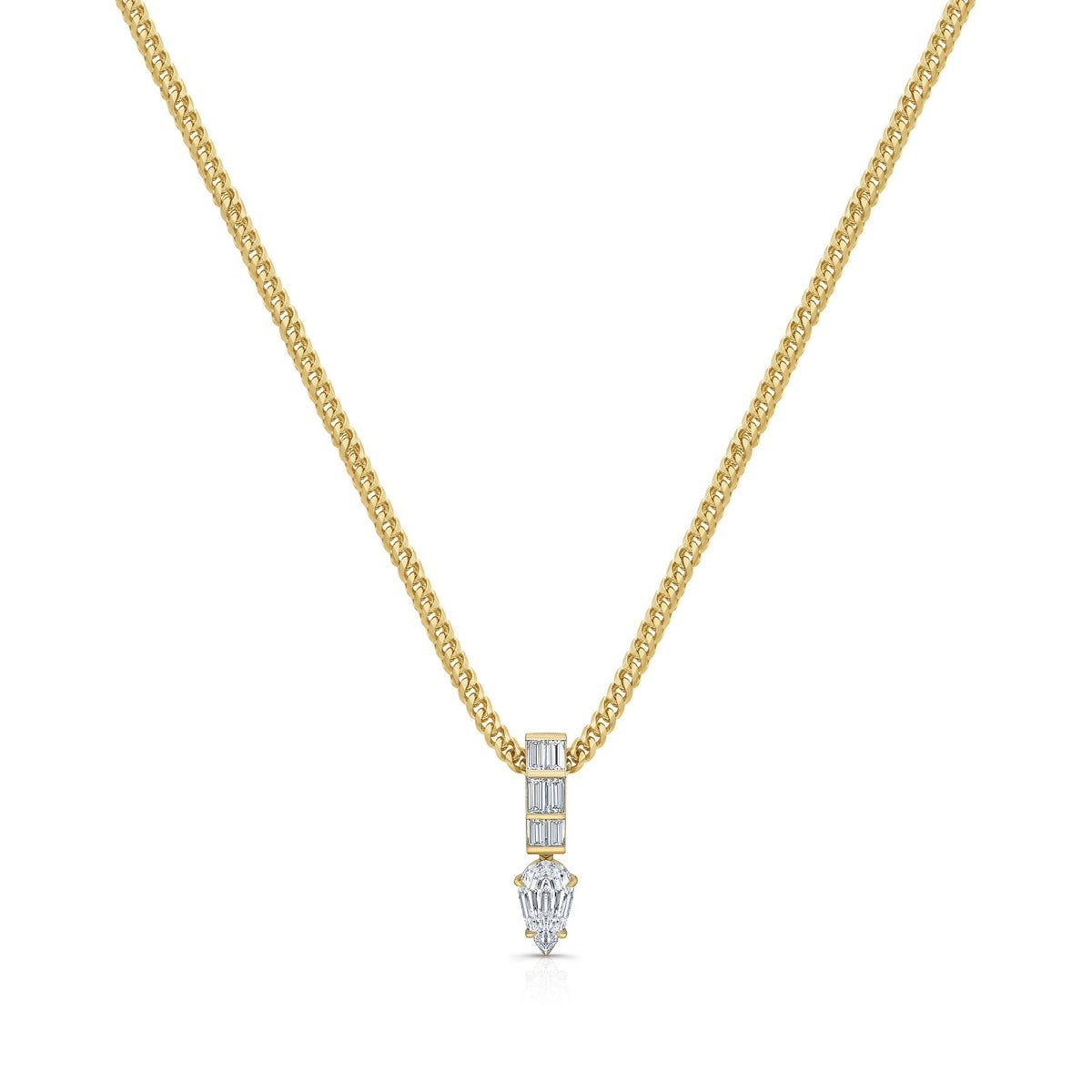 Classy Dual Chain Pear Pendant Necklace