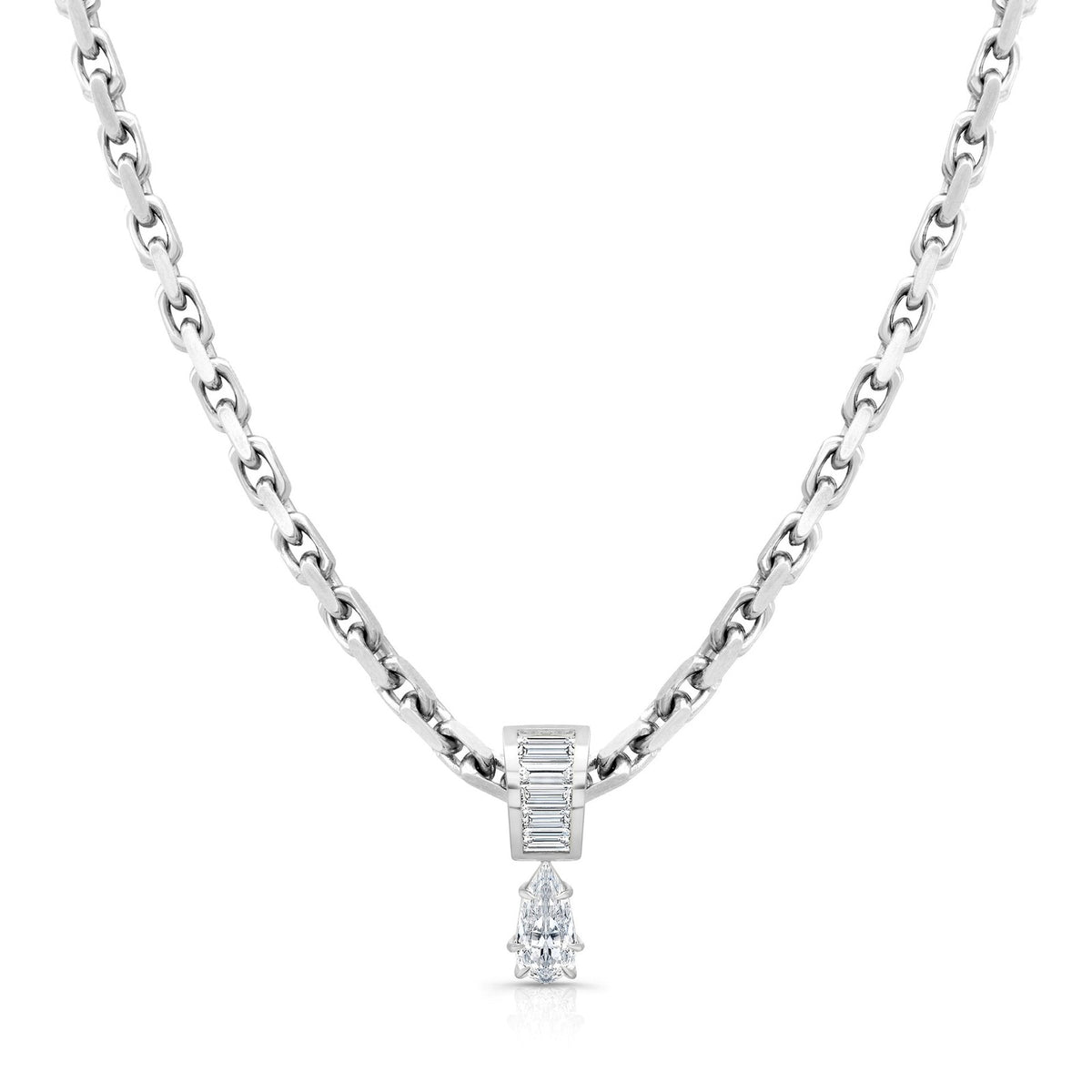 Classy Dual Chain Pear Pendant Necklace