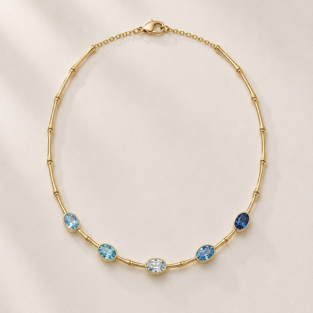 Dainty Bamboo Joint Gradient CZ Necklace