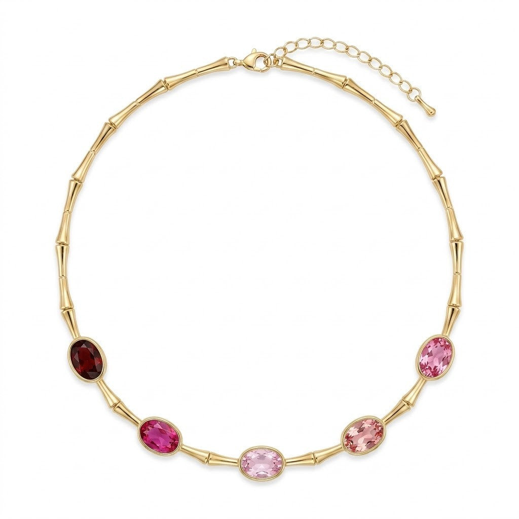 Dainty Bamboo Joint Gradient CZ Necklace