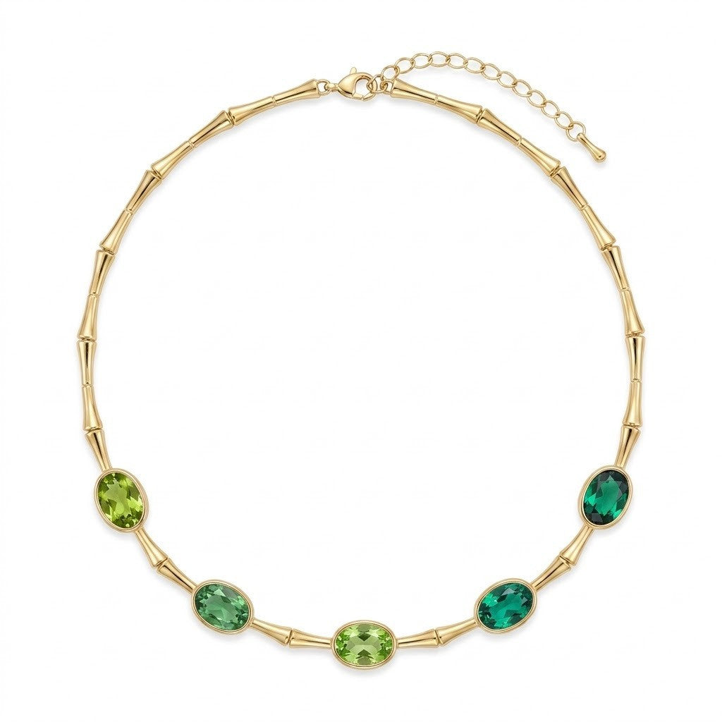 Dainty Bamboo Joint Gradient CZ Necklace