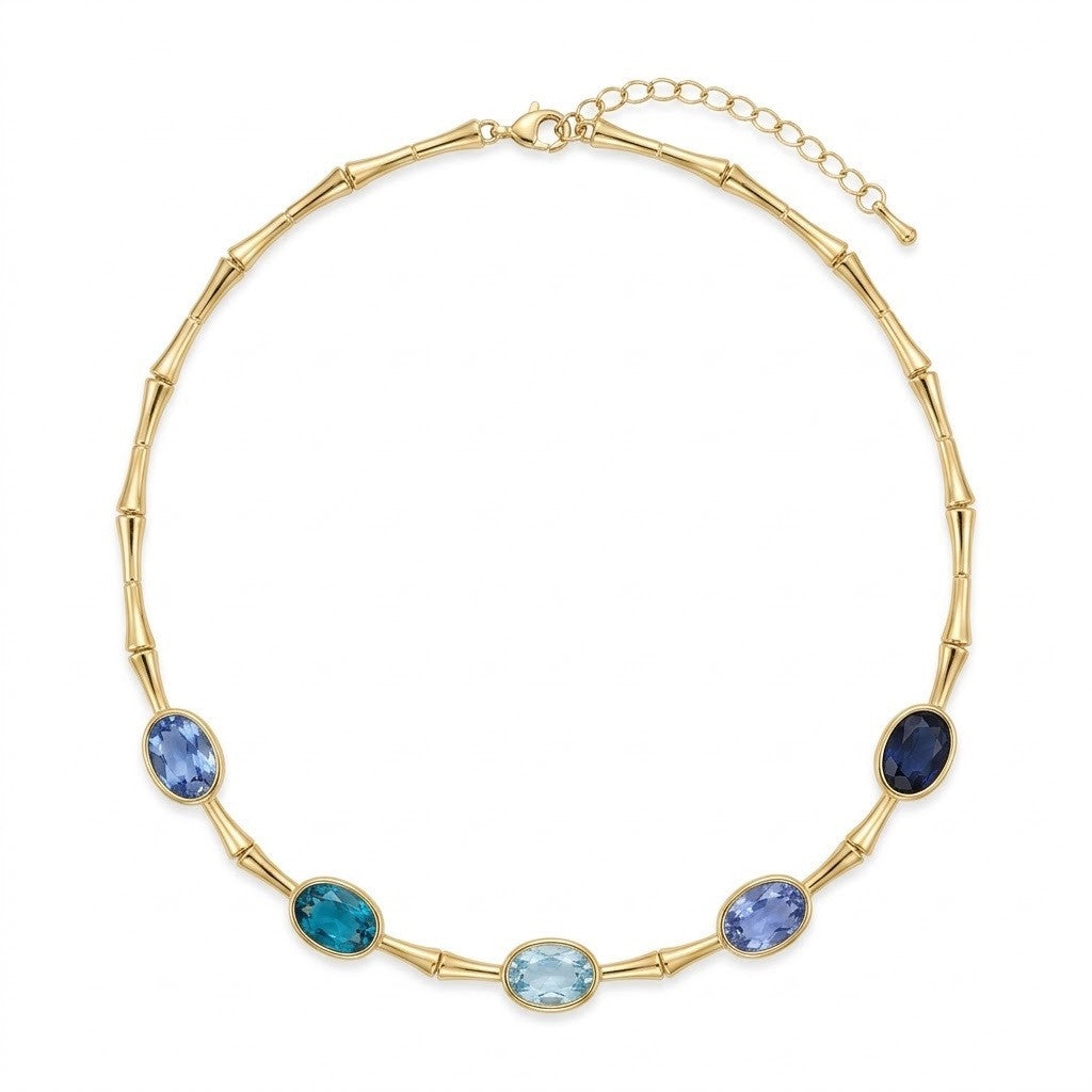 Dainty Bamboo Joint Gradient CZ Necklace