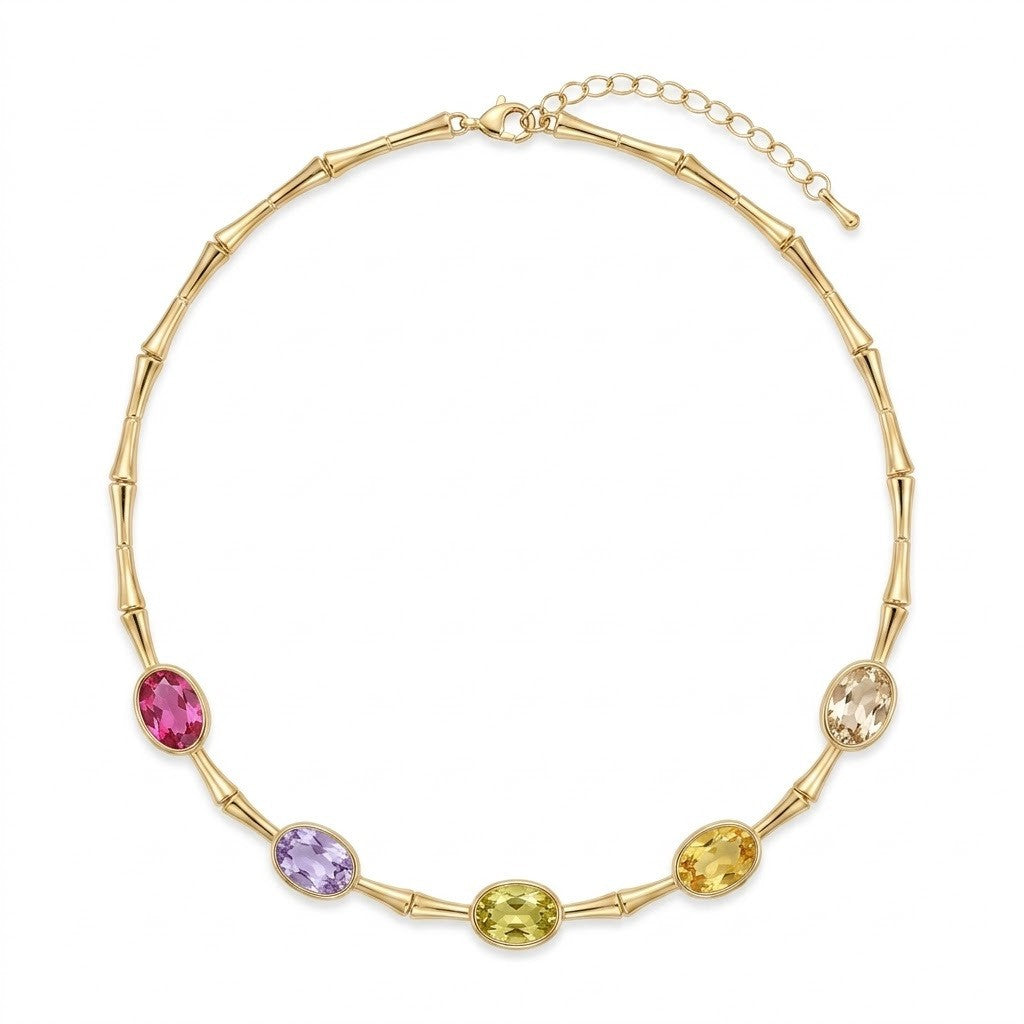 Dainty Bamboo Joint Gradient CZ Necklace