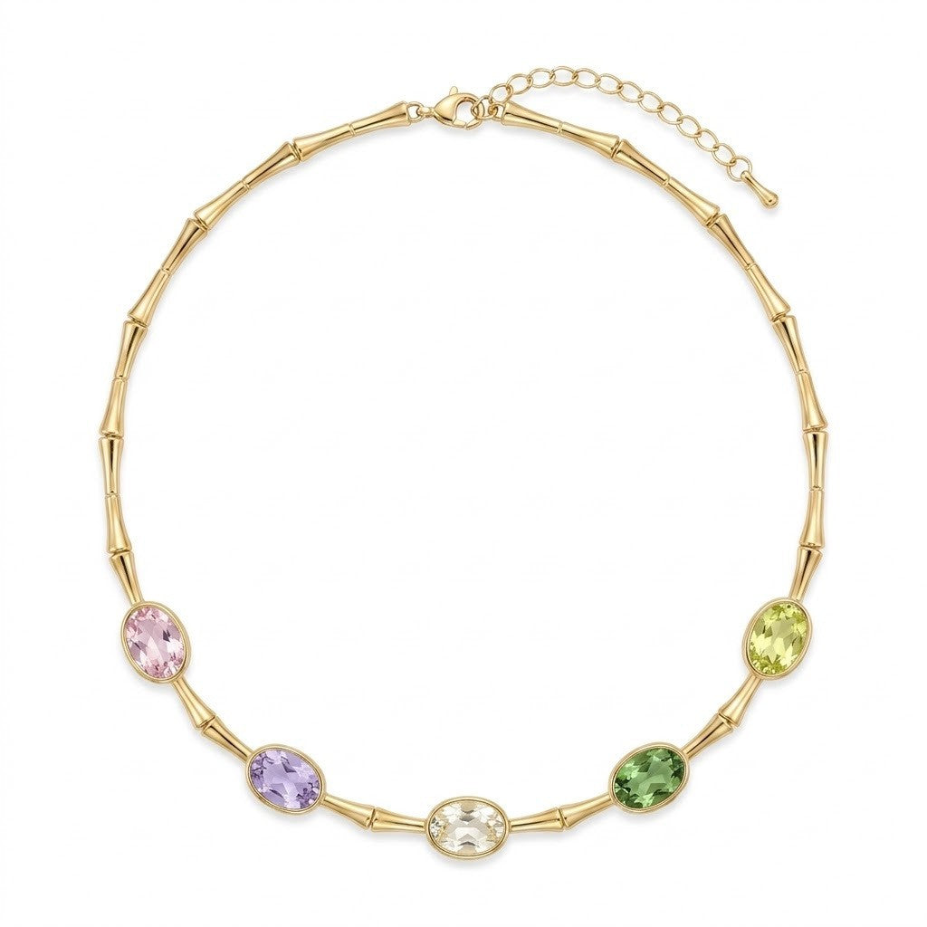 Dainty Bamboo Joint Gradient CZ Necklace