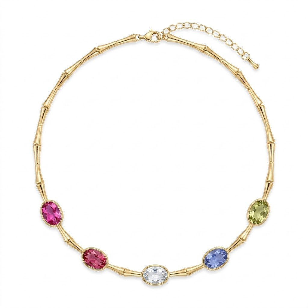 Dainty Bamboo Joint Gradient CZ Necklace