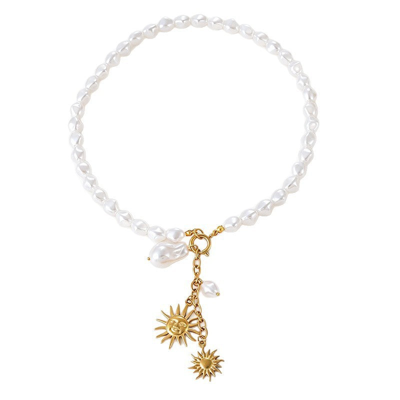 Classy Baroque Pearl Sun Necklace
