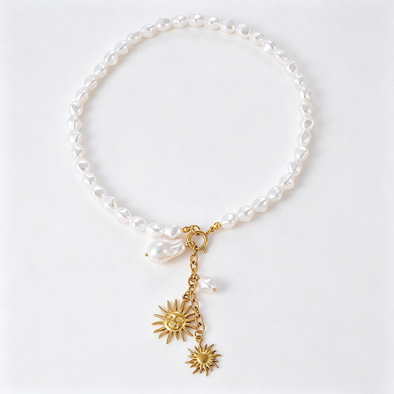 Classy Baroque Pearl Sun Necklace