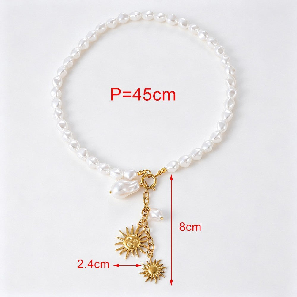 Classy Baroque Pearl Sun Necklace