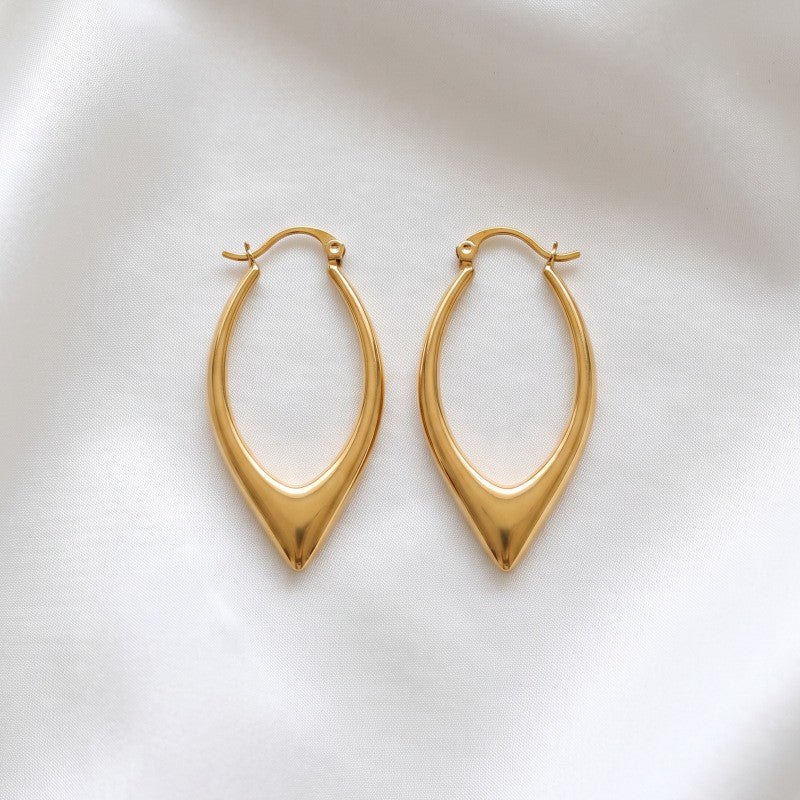 Classy Geometric Leaf Hoop Earrings