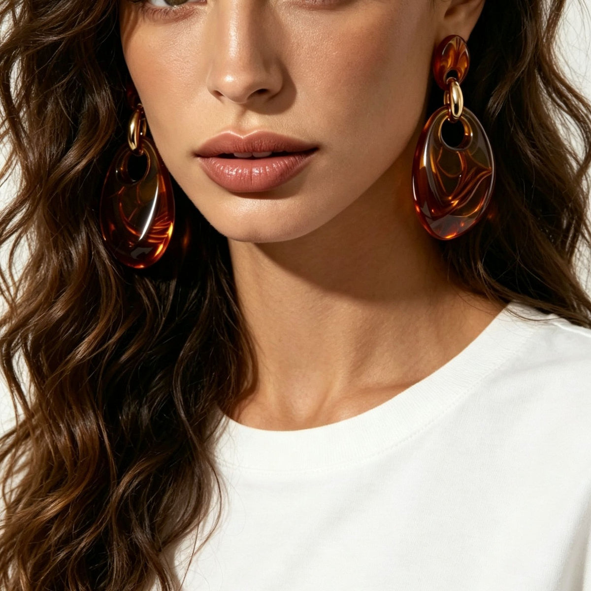 Classy Vintage Amber Acrylic Drop Earrings