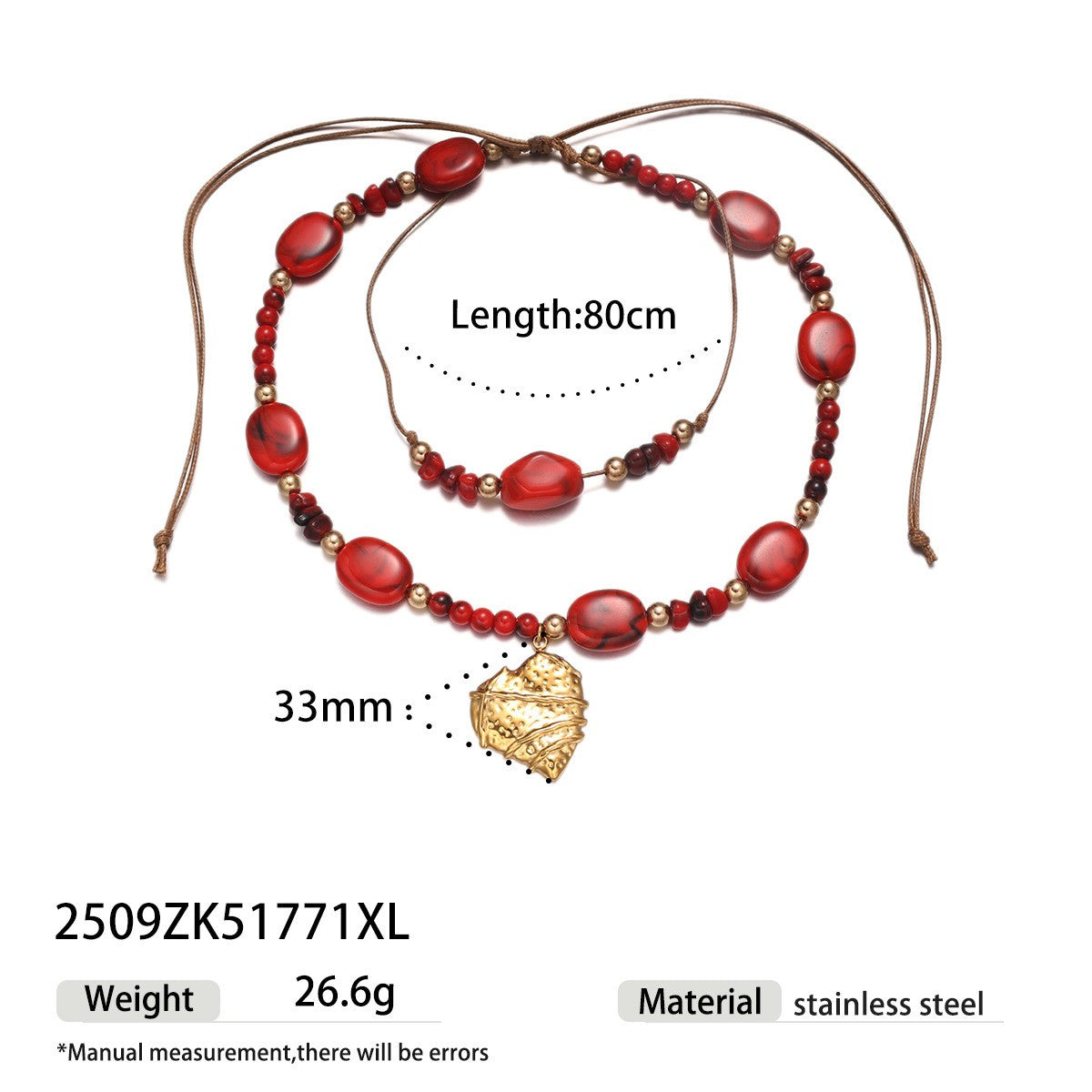Boho Red Acrylic Sun Necklace