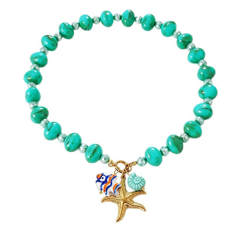 Boho Turquoise Starfish Beaded Necklace