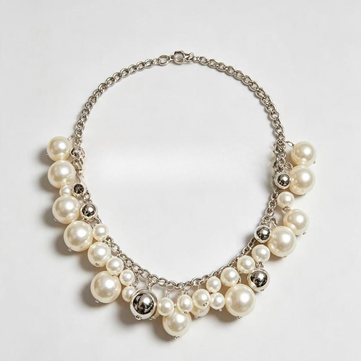 Classy Faux Pearl Geometric Collar Necklace
