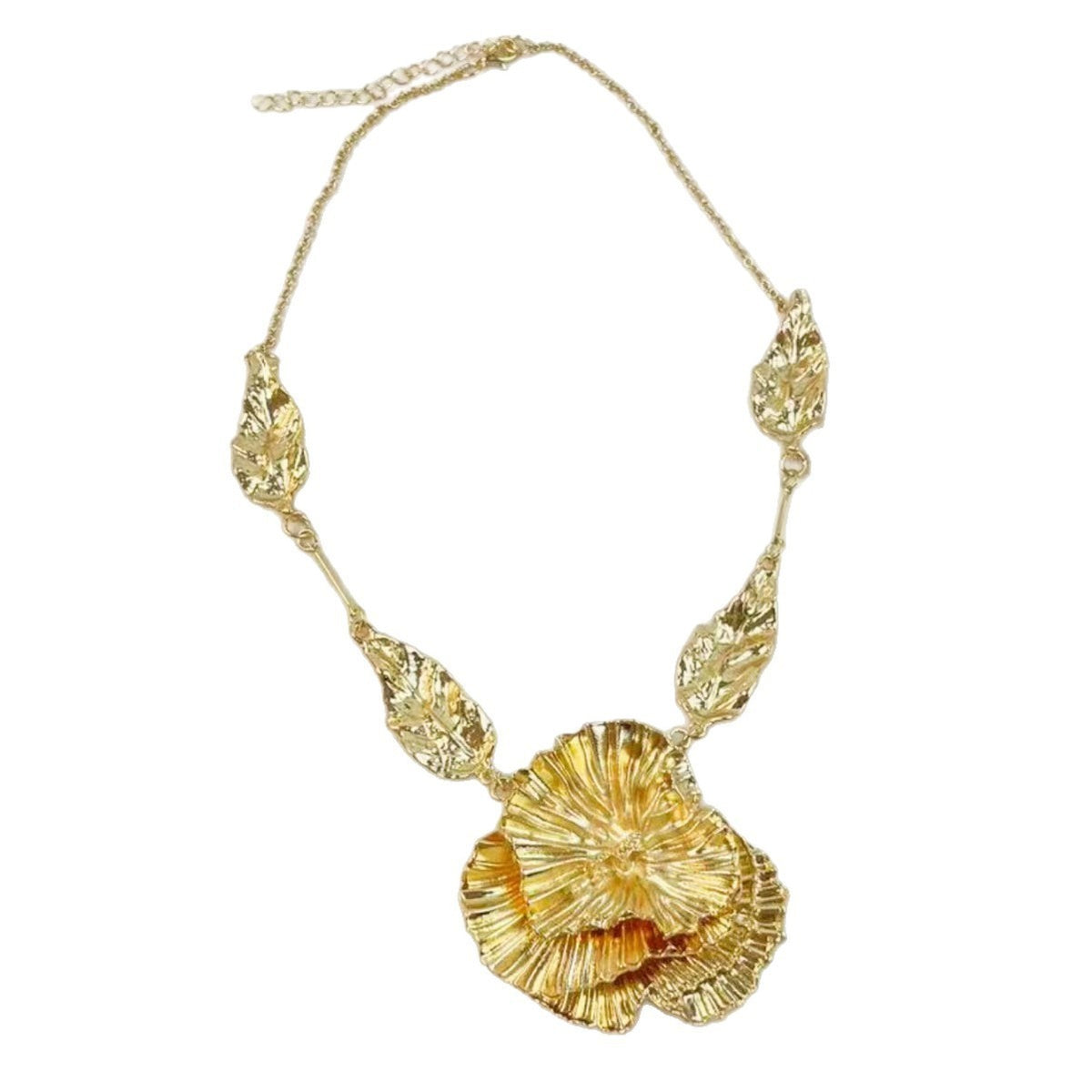 Classy Textured Floral Statement Necklace