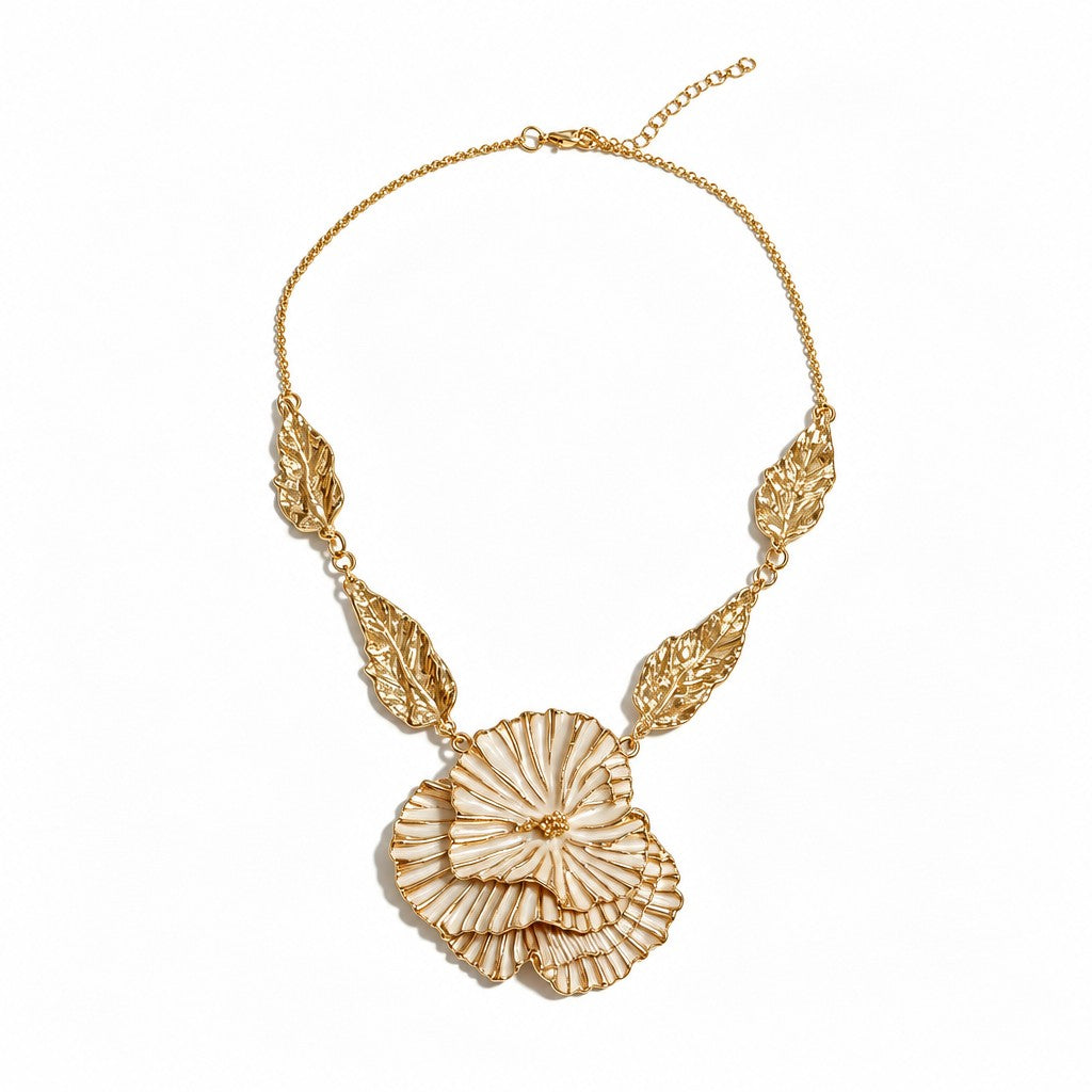 Classy Textured Floral Statement Necklace
