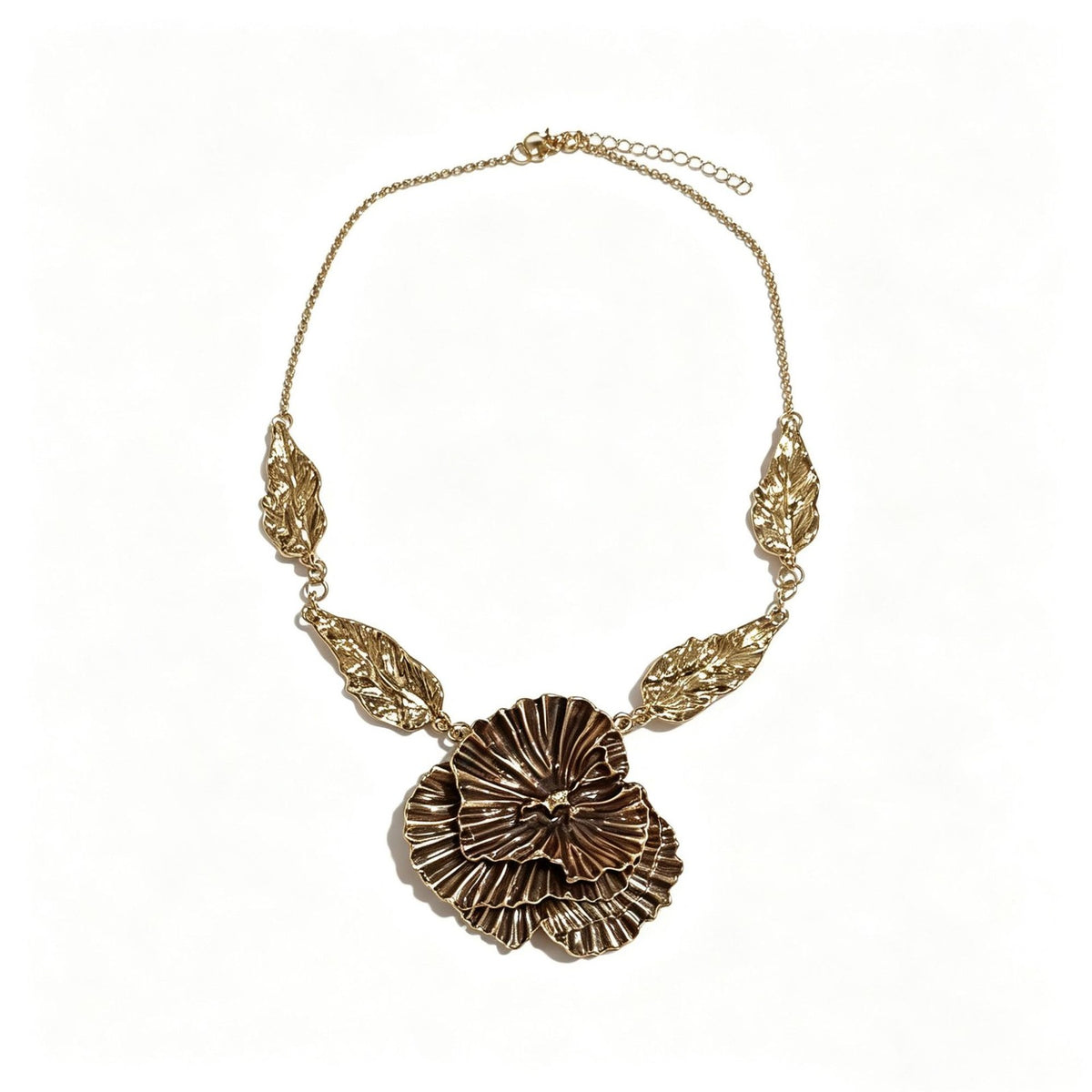 Classy Textured Floral Statement Necklace