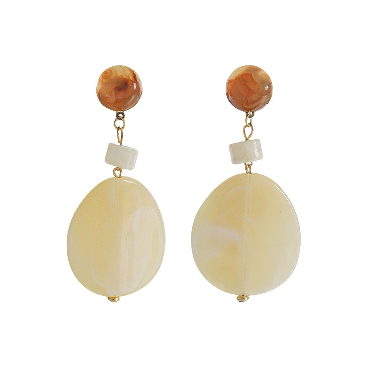 Vintage Amber Marbled Resin Drop Earrings