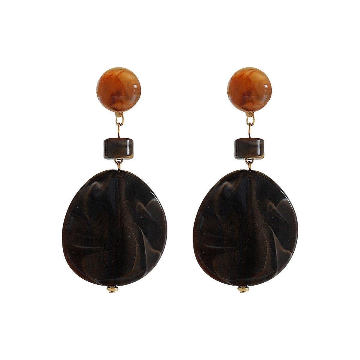 Vintage Amber Marbled Resin Drop Earrings