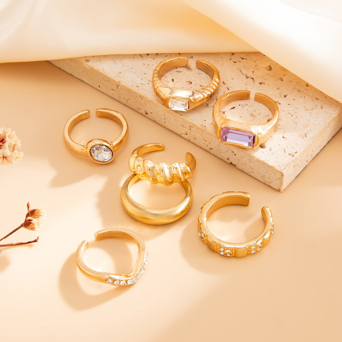 Classy Multicolor Gemstone Ring Set