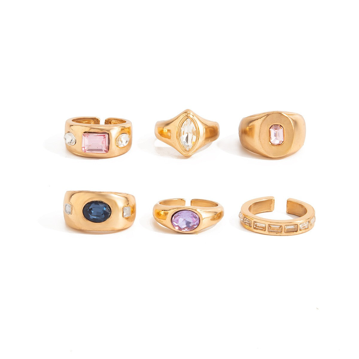 Classy Multicolor Gemstone Ring Set