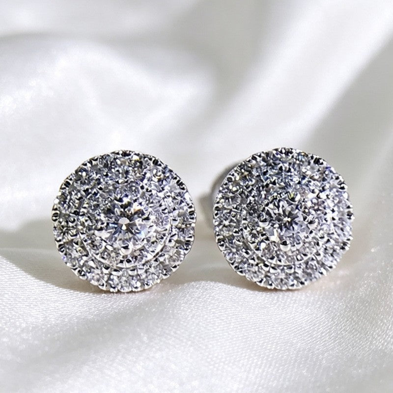 Classy Round Pave Cubic Zirconia Stud Earrings