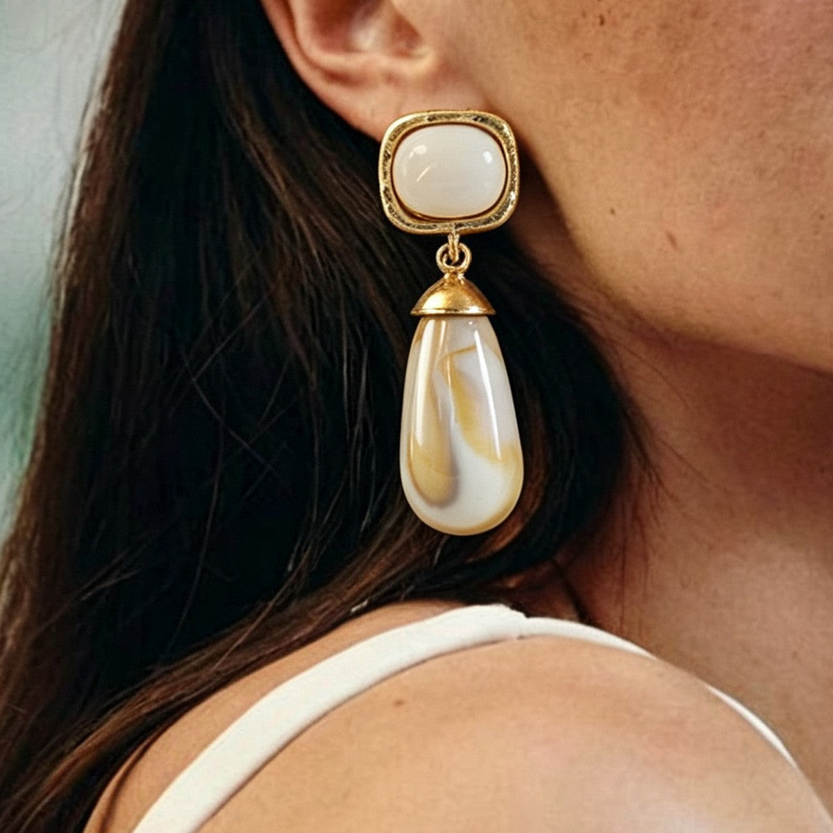 Classy Marbled Geometric Acrylic Drop Earrings
