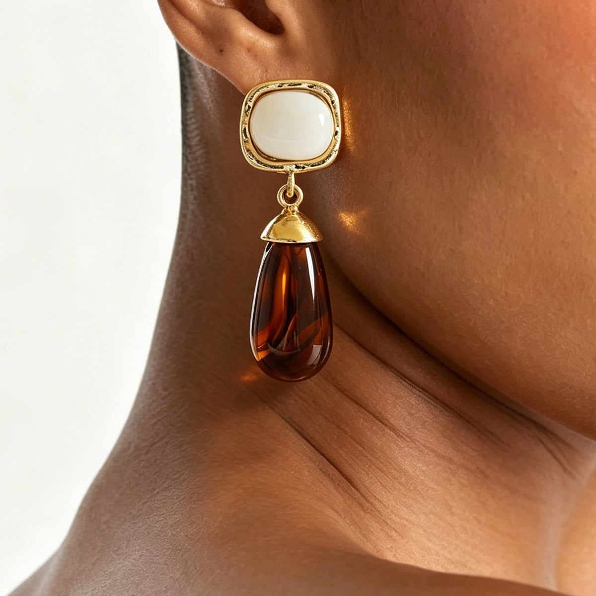 Classy Marbled Geometric Acrylic Drop Earrings