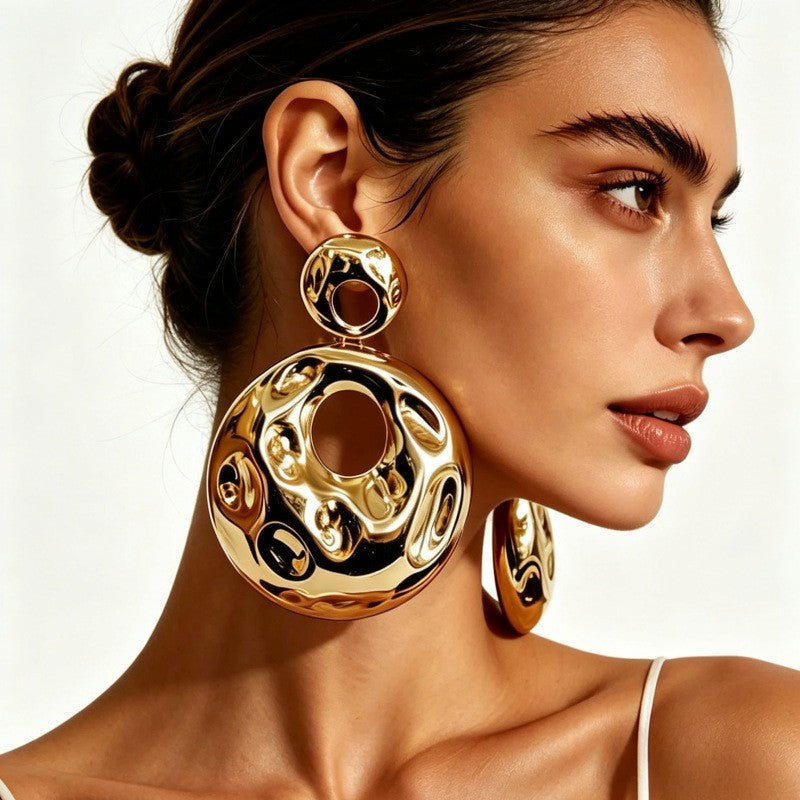 Classy Molten Disc Drop Earrings